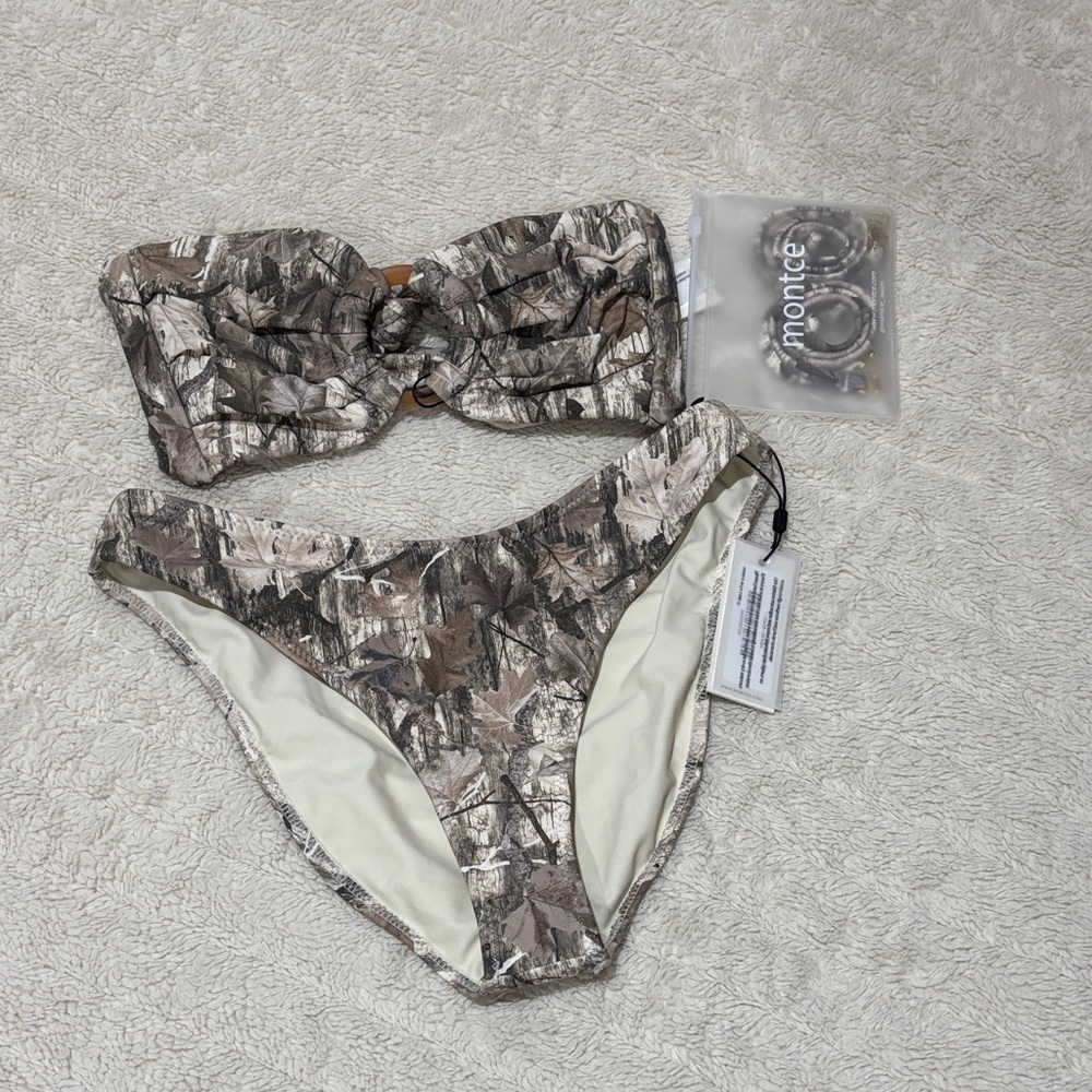 Montce Brown Camo Bandeau Bikini Set